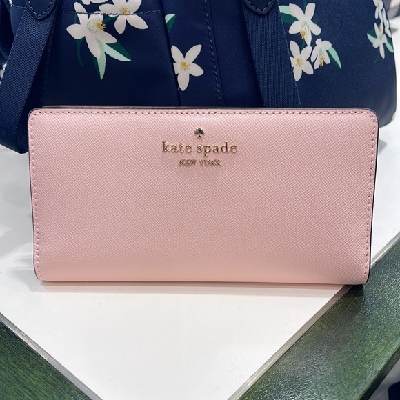 kate spade Handbags - Kate Spade Madison Large Slim Bifold Wallet Conch Pink NWT